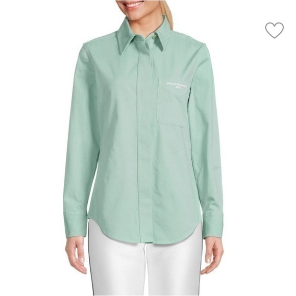 Stella Mccartney Top Asha Logo Button Down Pocket Shirt In Mint Green